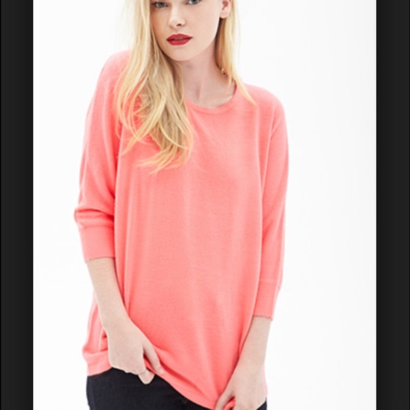 Slouchy Knit Sweater Neon Pink