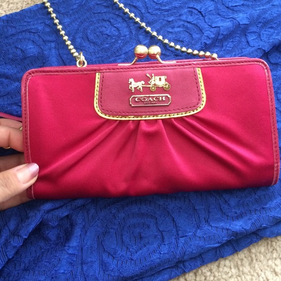 Clutch with gold strap