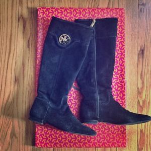 Tory Burch black suede knee boots