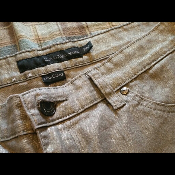 Calvin Klein Silver Metallic Legging Fit Jeans