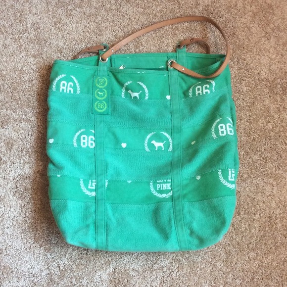 PINK Large Green Shoulder Bag - Picture 1 of 3