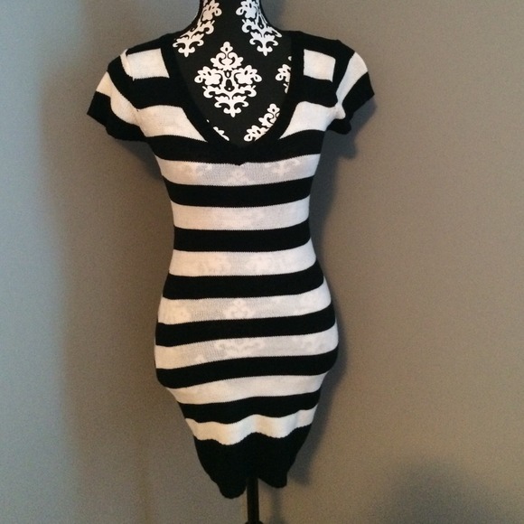 Black & White Stripped Sweater Dress