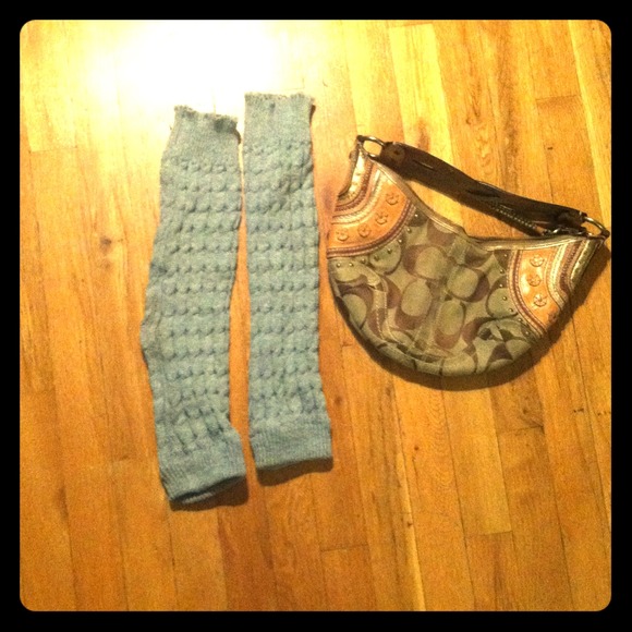 Coach purse and grey leg warmers