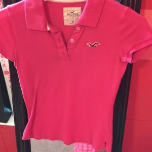 Hollister pink polo shirt
