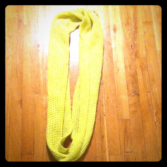 Bright yellow knitted scarf