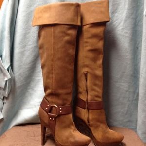 Jessica Simpson tan knee-high suede boots