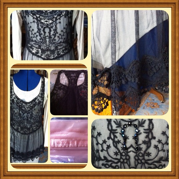 Elegantly Created Intricate-Lace Czech-Beaded Top