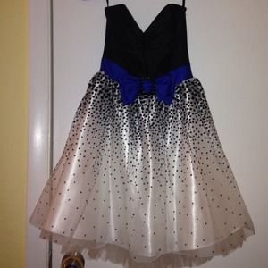 Jessica McClintock tulle dress with blue bow