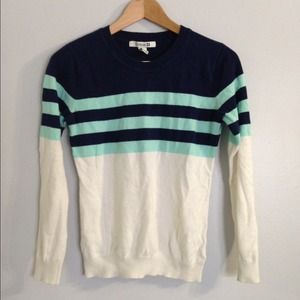 Forever 21 Navy/Teal/Cream Striped Sweater