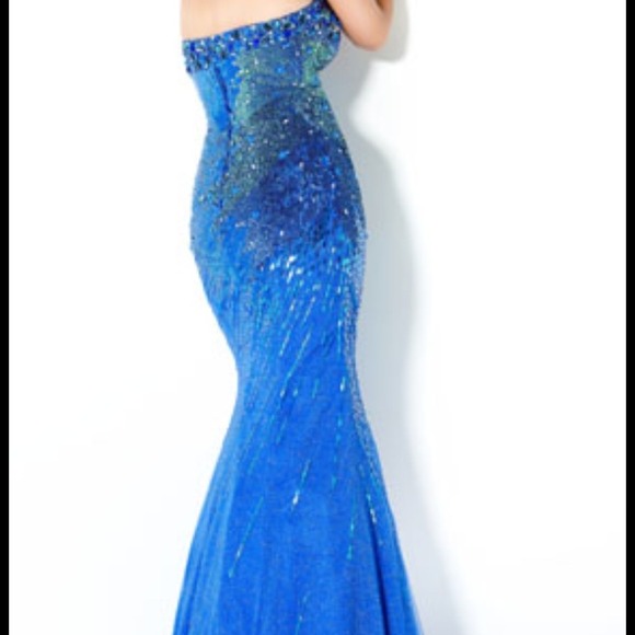 Jovani blue mermaid prom dress - Picture 3 of 4