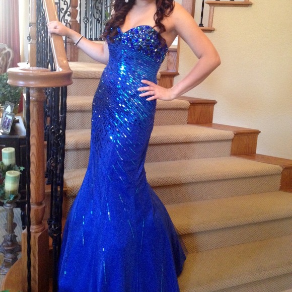Jovani blue mermaid prom dress - Picture 4 of 4