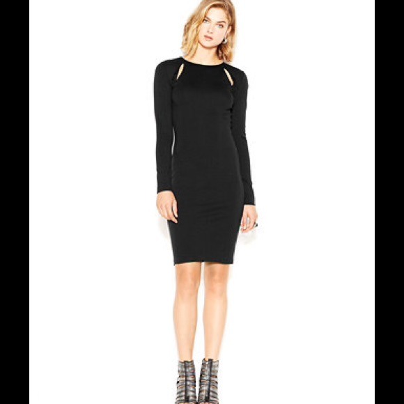 Bar III Long Sleeve Fitted Cut Out Dress