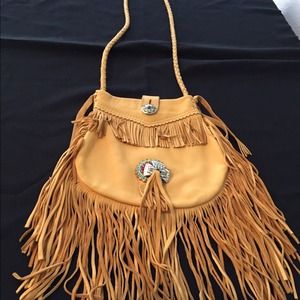 Handmade leather crossbody bag beading & ornaments