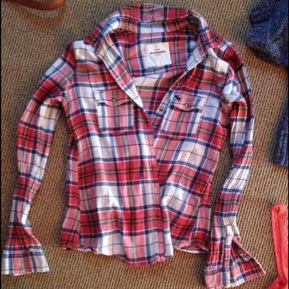 Abercrombie red/white light flannel blouse