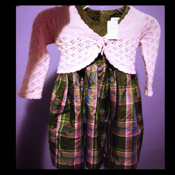 Plaid Holiday Dress & Cardigan