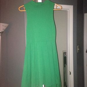 Green mock neck dress