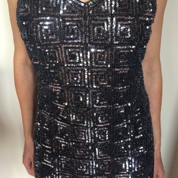 Embellished dress. Gray black - Picture 2 of 3