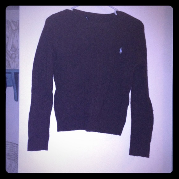 Brown cable knit Polo sweater.