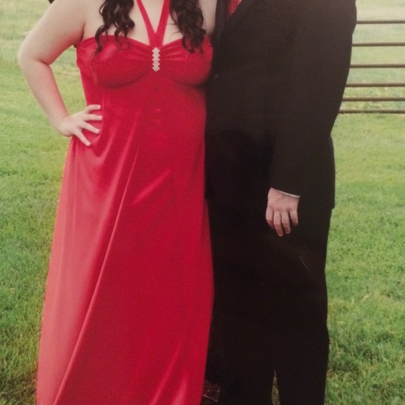 Coral orange prom dress