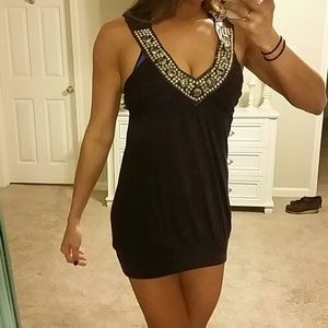 Purple v neck embellished tank