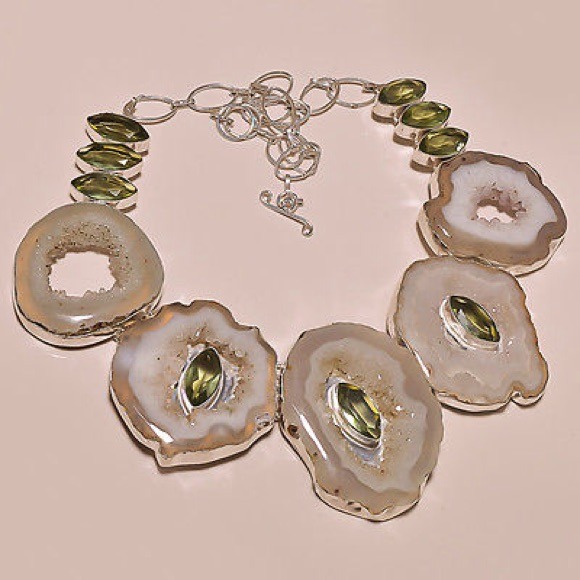 White Botswana Druzy and Green Amethyst Gemstone