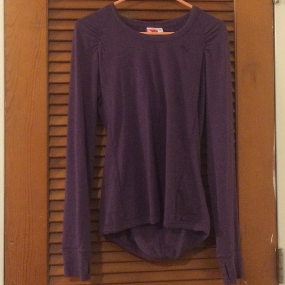 Dark purple long sleeve puma running top