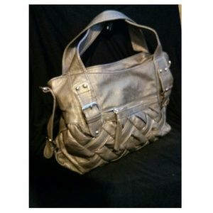 Pewter - Silver Handbag  with Zipper Teeth Design