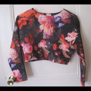 Crop floral scuba top - H&M