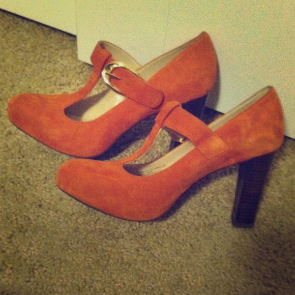 RESERVED for Bundle! Orange Suede Heels