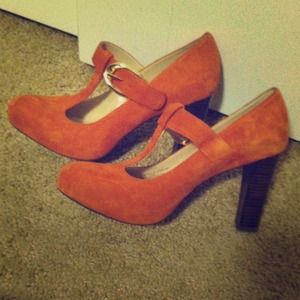 RESERVED for Bundle! Orange Suede Heels