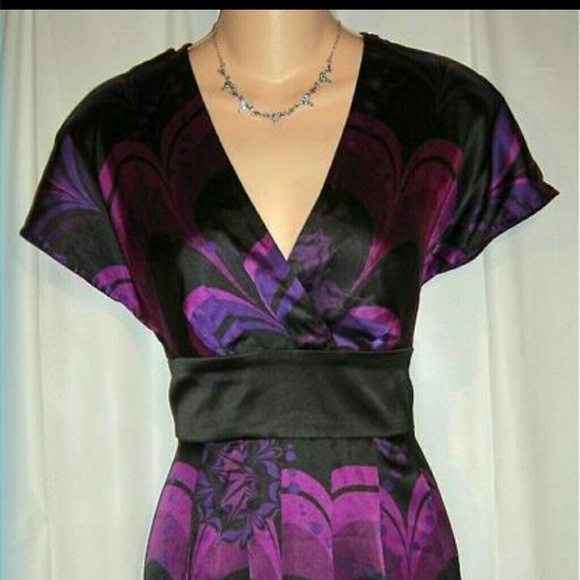 Seductive! Purple kimono style satin dress
