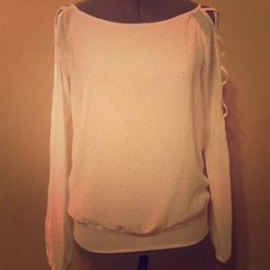 Winter white long sleeve shirt w/ arm cutouts