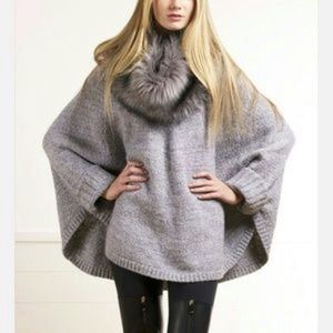 Michael Kors Grey Poncho Sweater