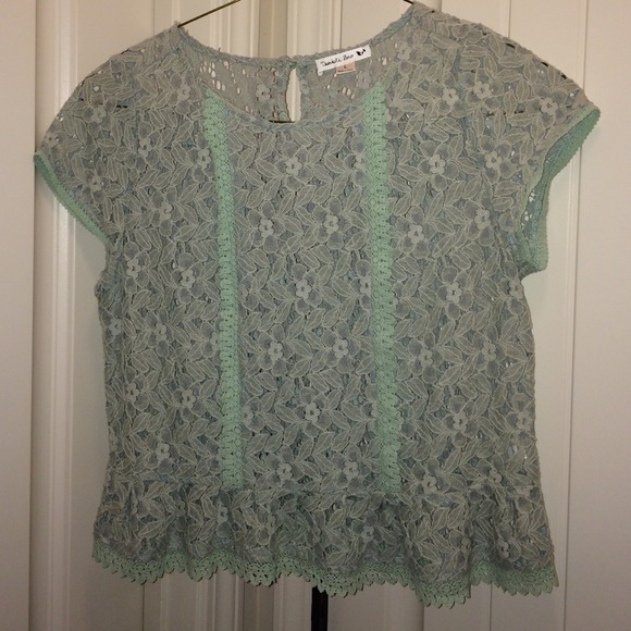 Mint Lace cropped peplum top