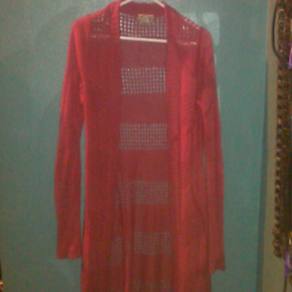 Long cut out sweather cardigan
