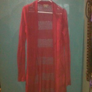 Long cut out sweather cardigan