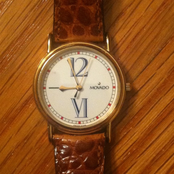 Authentic vintage leather band Movado watch
