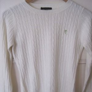 Snow white cable knit sweater
