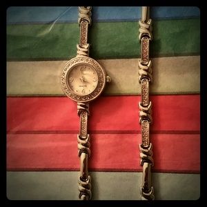 Mary Kay Pink Rhinestone Watch & Bracelet Duo Set