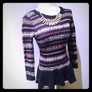 Sold - The Limited peplum fair isle sweater XS