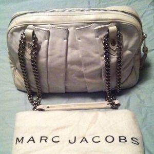 Marc Jacobs leather bowler bag with chain - chalk