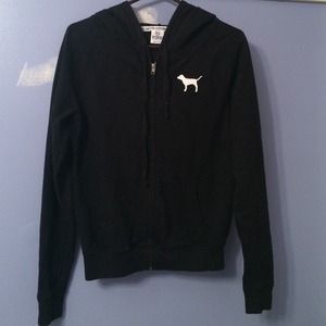 Pink Victoria's Secret black sweatshirt