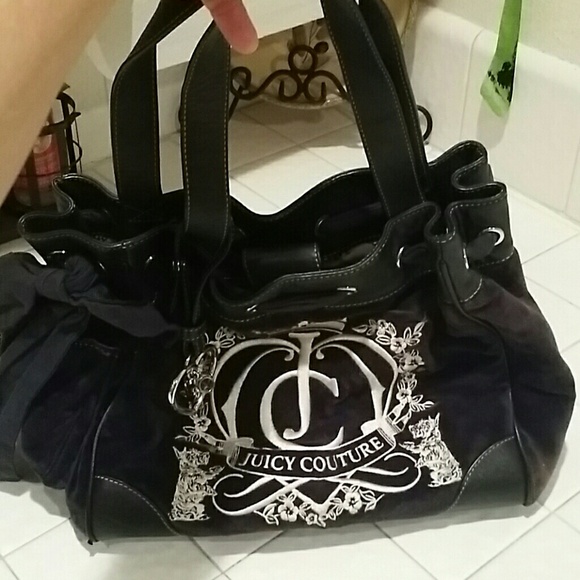 Dark Navy Blue Velour Juicy Couture Handbag