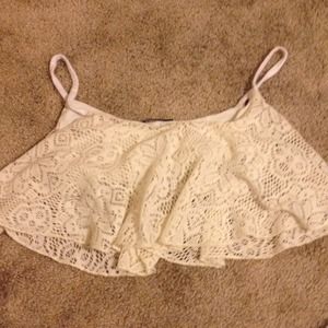 Cream lace crop top
