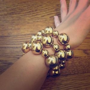 🚫N/A🚫Set of 3 Beaded Gold Statement Bracelets