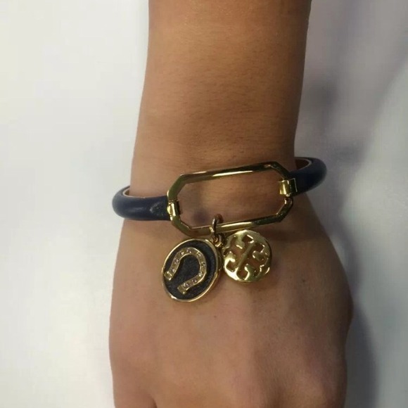 *sold* Dark Blue leather Tory Burch bracelet