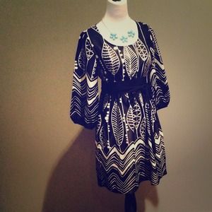 Boutique cream & black effortless boho-chic dress