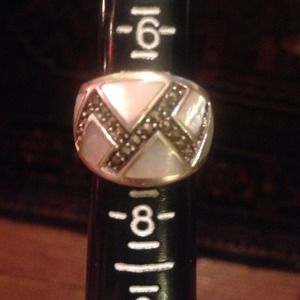 Sterling Mother of Pearl Marcasite Ring! Reduced!
