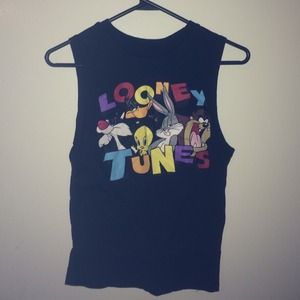 Black looney tunes muscle tee