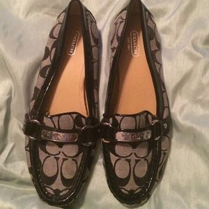 Coach loafers black and gray signature
